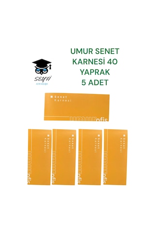 5 Adet Umur Senet Karnesi 40 Yaprak