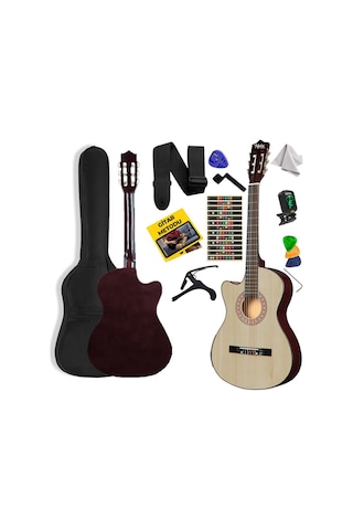 Midex Cg-396nt Solak Klasik Gitar Natural Renk Full Set Sap Ayarlı 4/4 Yetişkin Boy