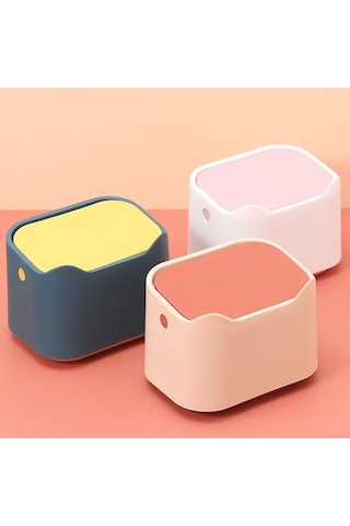 Tongxida 17,8x13x13,5cm Beyaz Pembe İtmeli Küçük Çöp Kovası Evcil Hayvan Kum Kabı Koku Önleyici Diğer