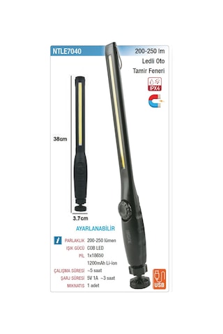 Nt Tools Ntle7040 Ledli El Feneri 250 Lümen Siyah