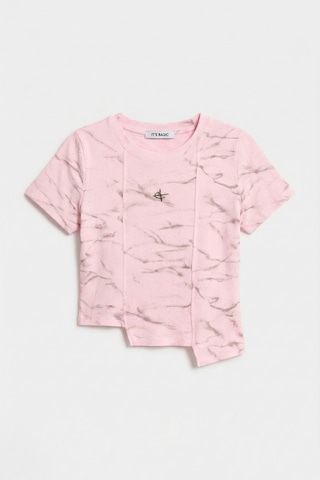 Itsbasic Kadın Pembe W5 Aksesuar Detaylı Asimetrik Kesim Crop Top