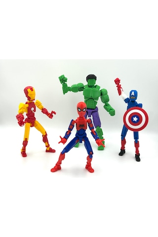 Hulk, Ironman, Captain America Spiderman Avengers Dörtlü Marvel Kahraman 3d Baskı Dummy Figür Set Avengers Karakterleri