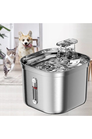 Ecronicword Paslanmaz Çelik Kedi İçme Çeşmesi Evcil Köpek 2200 ML