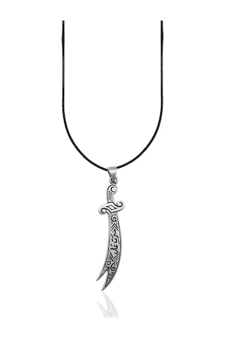 Oya Silver Mat İşlemeli Hz. Ali Zülfikar Gümüş Kolye Ucu 6x1.2cm Oyot324