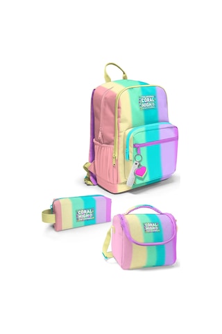 Coral High Renkli Çizgili 3'lü Okul Çanta Seti Set0123630
