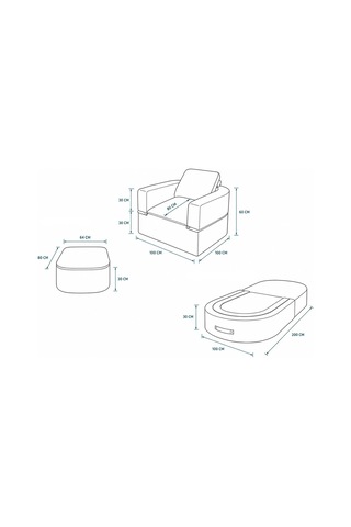 Homedius Sofa Bed Katlanır Yatak Olabilen Berjer Koltuk Puf Seti Antrasit