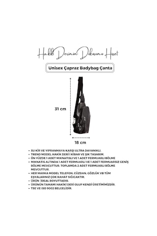 Unisex Siyah Hakiki Deri Çapraz Badybag Omuz Ve Göğüs Çantası Usb Çıkışlı siyah