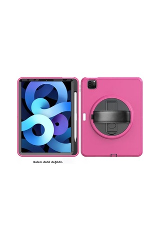 Apple iPad Uyumlu Pro 11 2018 Kılıf Hand Strap Tablet Kılıfı - Pembe Arka Kapak