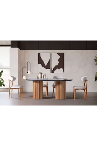 Dublin Modern Yemek Masası 2 Sandalye Takım Antresit