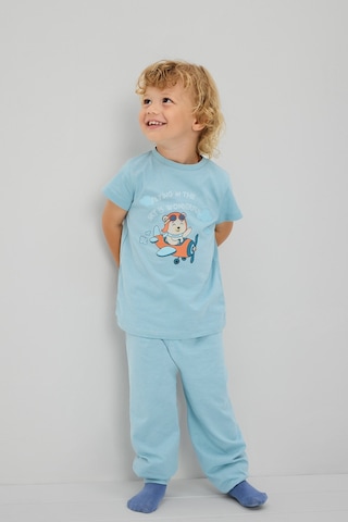 Defacto 2li Mavi Baskılı Kısa Kollu Pijama Takımı Erkek Bebek H5629a526aube526 Mavi-be526