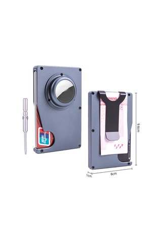 Airtag İçin Tracker Kart Tutucu Anti Loss Rfıd Cüzdan Kart Tutucu Gri