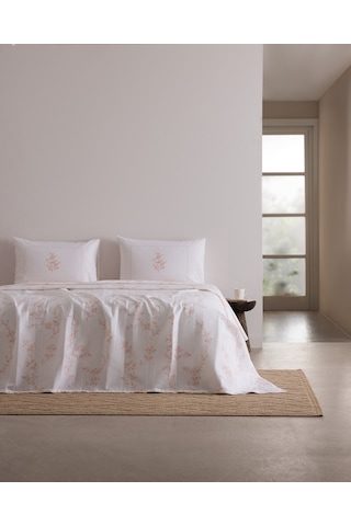 Madame Coco Maria Tek Kişilik %100 Pamuk Karde Baskılı Pike Takımı - Pembe 8684427310687 Çok Renkli