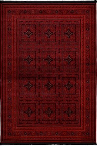 Afgan Türkmen Otantik Desenli Dokuma Bordo Oturma Odası Salon Mutfak Halısı 5969a Zs72