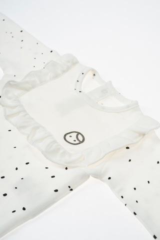 Uzun Kollu Fırfırlı Ayarlanabilir Çıtçıtlı Zıbın Cosmos Beyaz Org Beyaz