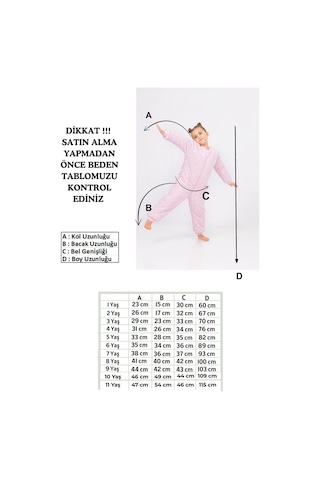 Cantoy Kız Erkek Çocuk Kalın Elyaf Dolgulu Premium Kalite 2.5 Tog Desenli Uyku Tulumu Pembe