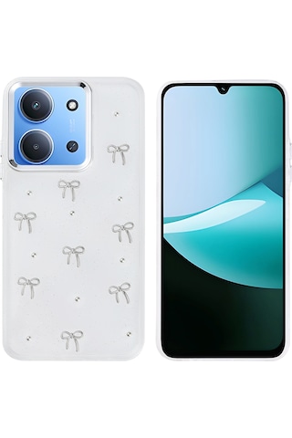 Redmi 15c Kılıf Airbag Tasarımlı Simli Şeffaf Zore Kutup Kapak - Fiyonk Fiyonk