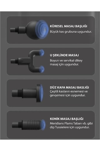 4 Başlıklı Şarjlı Masaj Tabancası