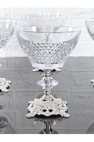 Paşabahçe Serisi Infınıty Kase & Magnolıa Kase & Dondurmalık & Şekerlik Kare Gümüş Döküm Ayaklı Naturel