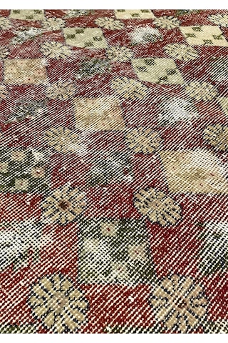 Bohem Stil Vintage Halı Özel Tasarım Kırmızı Anadolu Koleksiyonu Çok Renkli