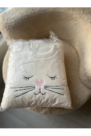 Charme Noveya Kedi Figürlü Ekru Kışlık Peluş Pijama Takımı Yumuşak Dokulu Kadın Ev Giyimi Ekru