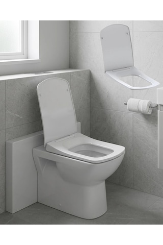 Kare Slim Klozet Kapağı Sessiz Kapanma Dayanıklı Tasarım Sarı
