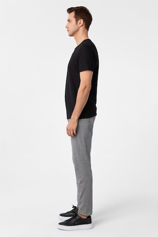 Süvari Siyah Slim Fit Armürlü Bisiklet Yaka Tişört-37262 Siyah