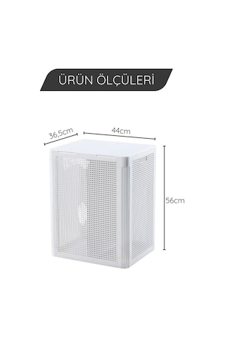 Omnipazar Sy-4632 Smart Duo İki Bölmeli Kirli Çamaşır Sepeti 84 Litre Beyaz Beyaz