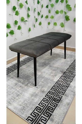 Özcan Metal Metal Ayak Metal Kasalı Bench Mutfak Salon Antre Yatak Odası Puf Bank Antrasit Gri