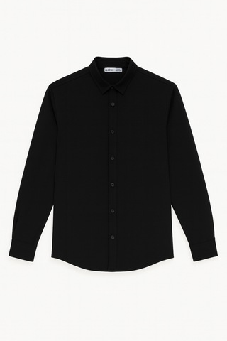 Redline Flex Slim Fit Yumuşak Kolay Ütü Nefes Alan Erkek Gömlek Siyah