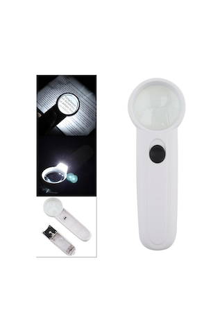 15x Çok Fonksiyonlu 2 Led Işıklı Taşınabilir El Büyüteç Altın