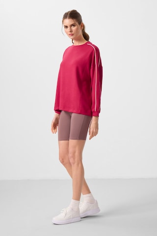 Tommylıfe Viva Kırmızı Yumuşak Dokulu O Yaka Oversize Kadın Tunik Sweatshirt - 97303