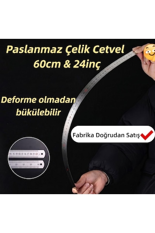 Çelik Cetvel 60cm Gri