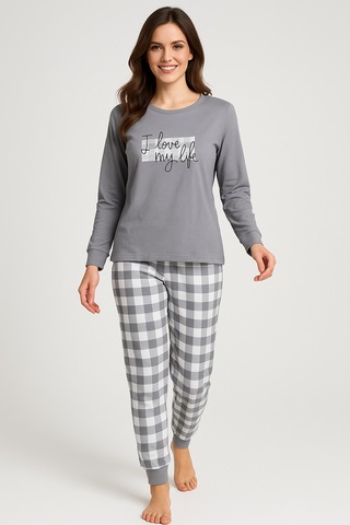 Mutlu City Kadın Yumuşak Doku Termal Pijama Takımı 42050 Gri