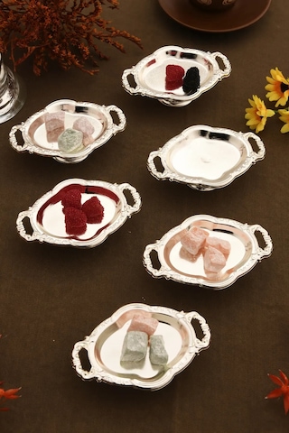 Mucit Home Mini Kulplu Oval Model Ayaklı Lokumluk 6'lı Takım Renkli