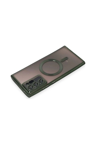 Samsung Galaxy Uyumlu Note 20 Ultra Kılıf Kross Magneticsafe Kapak - Koyu Yeşil Çokrenkli