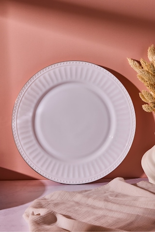 Roma Opal Servis Tabağı 25 Cm Beyaz Beyaz