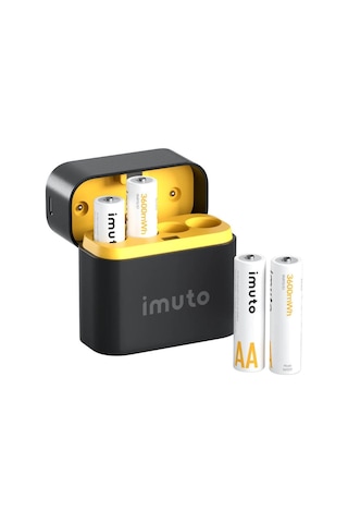 Imuto 3600mwh Aa Şarj Edilebilir Lityum Pil Seti 4 Lü Hızlı Şarj Cihazı
