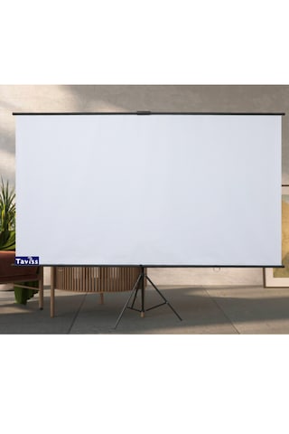 221x124 Cm Mat Beyaz-siyah Tripod Ayaklı Taşınabilir Ve Duvar Kul