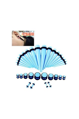 Flybuy Unisex Seti Mavisi Kulak Kulak Genişletme Genişletici Bebek Aksesuar Akrilik Adet 36 14g-00g Mh Mavi