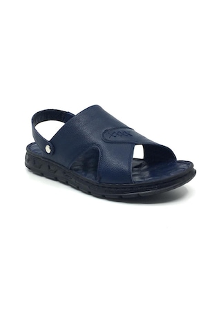 Taşpınar 303 %100 Hakiki Deri Ortopedik Erkek Yazlık Rahat Lacivert Terlik Sandalet 40-45 Lacivert