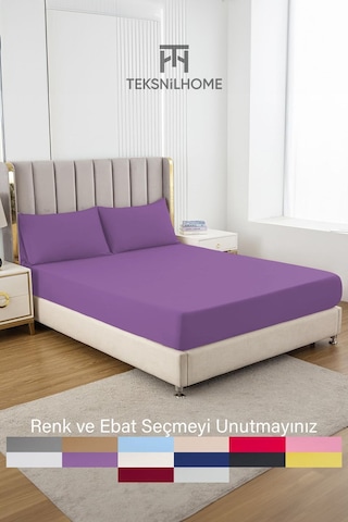 Ranforce Lila Pamuklu Tek / Çift Kişilik Battal Tam Kenar Lastikli Çarşaf 14 Renk Fıtted Lila