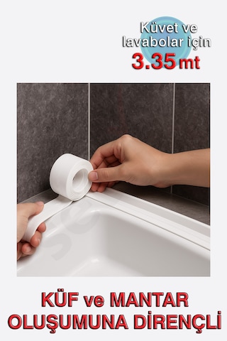 Bumy Küvet - Lavabo Kenar Sızdırmazlık Bandı 38mm X 3.35mt Beyaz