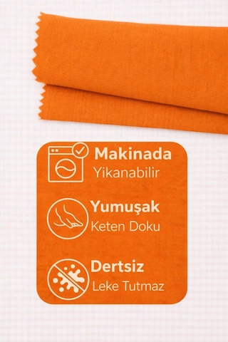 Perdeyap1980 Kadife Dokulu Turuncu Renk Ada Serisi Runner 40 X 140 Cm Turuncu