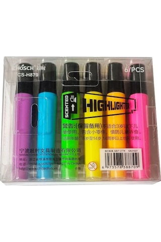 Neon Highlighter Cs-h879 Renkli 6 Çeşitli Fosforlu Kalem Seti - İşaretleyici Kalem Seti Çok Renkli