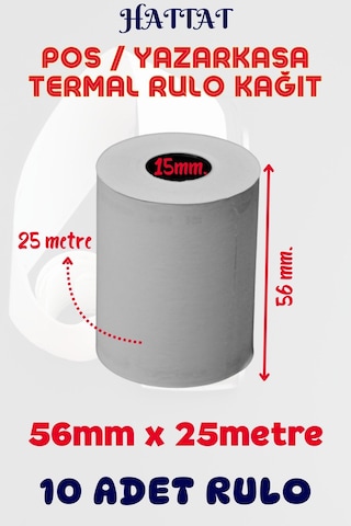 Hattat Termal Pos Rulo 10 Adet Rulo 56 MM x 25 M