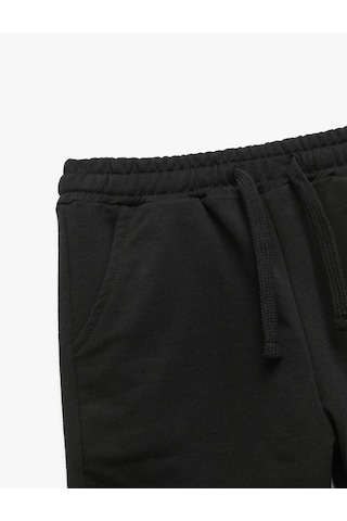 Koton Beli Lastikli Cepli Basic Jogger Eşofman Altı Siyah 7wkb40035tk