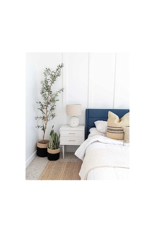 Ikili Dekoratif Jüt Saplı Hasır Sepet Saksı 30 Cm Ve 25 Cm , Dekoratif Saksı Ve Havluluk Siyahjüt