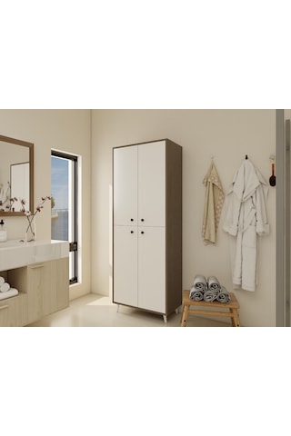 Vadi Çok Amaçlı Banyo/kiler Dolabı Antrasitmeşe-beyaz Renk Beyaz