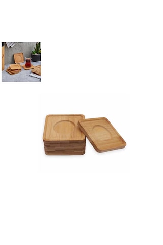 Paras Ticaret 6 Adet Bambu Ahşap Kare Çay Tabağı 6'lı Kare Bardak Altlığı Ebat: 9,7 Cm X 9,7 Cm X 0,8 Cm Ahşap
