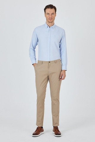 İmza Bej Armürlü Yan Cep Düz Paça Slim Fit Pamuklu Casual Chino Pantolon 1003250120 Bej